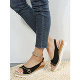 Summer New Sandals Large-Size Hemp Rope Bow And Casual Sandals Women's