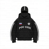 Double Hat Design Letter Hooded Cardigan Autumn And Winter Men And Women With The Same Loose Y2K