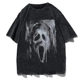Summer New Spear Cranium Series Print T-Shirt Black Cotton Men And Women Universal
