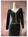 Zingj New Bright Line Design Sense Half Open Collar Long Sleeved T Shirt Female Chic Niche Slit Lapel Hot Girl