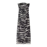 New Printing Net Folding Body Thoracic Dress