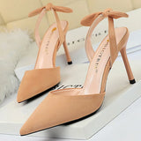 Shoes Bow-knot Women Sandals Suede Women Shoes Stiletto Heeled Sandals Summer High Heels Women Pumps Fashion