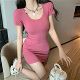 Zingj Women's Wear Summer 2024 New Short Dress Pink Waist Show Thin