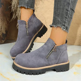 Round Head Side Zipper Martin Boots Short Boots Coarse And New Autumn And Winter Large-Size Women's Short
