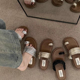 Coated Toe Slippers Women Wear New French Niche Fairy Wind Holiday Beach Soft Flat Cool