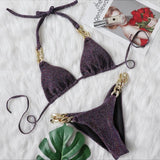 Zingj New Bikini, Gold Diamond Chain Split Swimsuit, Sexy Special Fabric Women's