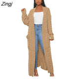 New Winter Warm Sweater Coat Women's cardigans Casual Long Knitted Cardigan Sweater Jacket Loose V-Neck