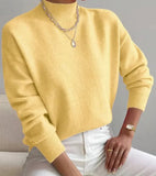 And Winter Half-High Collar Cover Long-Sleeved Sweater Women's Fashion Solid Color Loose Knitting