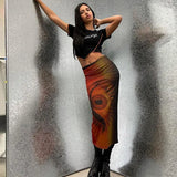 2024 Summer New Sexy Hottie High-Waisted Hip Fashion Print Casual Half-Dress Dress