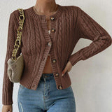 Autumn Sweater Women's Large Size Mahjong Collar Collar Cardigan Long-Sleeved