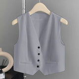 Zingj Vest Women's Vest Outside The New 2024 Autumn White Slim Sleeveless Short Vest Jacket