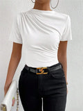 Spring And Summer Small High-Collar Folding Body Short-Sleeved Lady