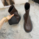 Boots Female 2025 Spring And Autumn New Simple Thin Single Boots Martin Boots Fashion Middle Tube British Style Ankle