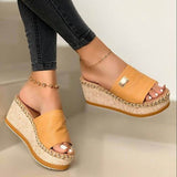 Women's Shoes Factory Price Sales High Heel Slope And Rubber One-Character Flattening Women Cool Tow And