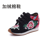 Zingj Shoes / Velvet Travel Canvas Embroidered Cloth Shoes Women's Casual Shoes High Heel Sports
