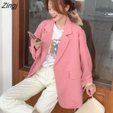 Women Double-breasted Solid Long Sleeve Chiffon All-match Spring Elegant Summer Korean Style Loose Ladies Outwear
