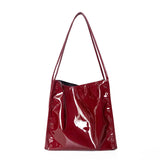 Bags Patent Leather Glossy Chic Fashion Leisure Ins Korean Large Capacity Ladies Tote-bag Ulzzang Folding Students