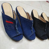 New Summer Denim Sandals, High Heels, Large Sizes