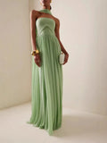 Women's Folded Corset Dress Temperament Sleeveless Pressure Folds Large Swings Women