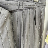 Early Spring New High-Grade Gray Heavyweight Hot Diamond Double Buckle Suit Trousers Set Two