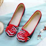 Zingj Embroidered Flower Embroidered Cloth Shoes With Women's Single