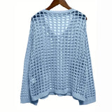 New Sexy Hollow Knitted Sun Protection Shirt Holiday Knitted Jersey Women's Spring And Summer Outside The Beach Hoodie