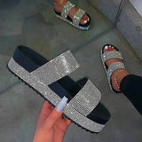 Women's Shoes Summer New Thick-Bottomed Color Drill Beach Slippers Fashion Casual Cool Slippers