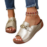 Summer New Large-Size Lady Thick-Soled Sandals Help Metal Buckle Decorative Sole Polyurethane