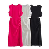 Zingj Summer Women's Hollow Out Decoration Sleeveless Dress 7814688
