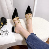Heels 2025 Summer New Slippers Wearing Coarse Heel Low Heels Small Heel Half-Bag Pointed Cool Slippers