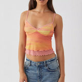 Sweet Fresh Sling Vest Women Summer Body Set Up Short Net Red Summer