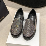 And Autumn 2025 New Pine Cake Thick Sole Large Leisure Single Shoes Women's Footle Shoes Water Drill Sewing Lazy