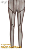 Mesh See Through women pants vetement femme High Waist Patchwork Sheer Leggings Body-shaping Baddie Style Skinny