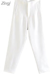 Women's Pants Beige Pencil High Waist Pants For Women Office Casual Elegant Woman Trousers Fashion Streetwear Summer
