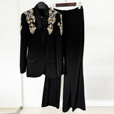 Star Fashion Heavy Industry Diamond Nail Collar Blazer Blazer Trouser Suit