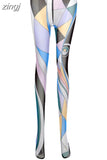 Aesthetic Print Mesh Y2K Thin Leggings Women Trousers Casual High Waist Skinny Clothes Lady Jogger Pant Female