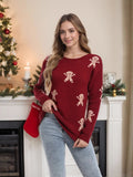 And Winter New Christmas Knitted Cartoon Man Embroidered Round Collar Sweater Women's