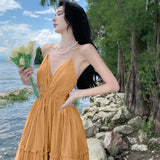 Zingj Senior Sense Pure Wind Super Good-Looking Dress Super Fairy Sexy Back Seaside Travel Vacation
