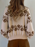 And Winter New Half-High Collar Fashion Loose Embroidered Knitted Shirt Sweater