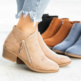 Short Cylinder Side Zipper Round Head Fashion Women's Velvet Face Thick And Thin Martin Boots
