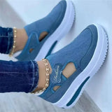 Large-Size Flying Breathable Leisure Single Shoe Slope Hed Thick Sole Hollow Magic Sticker Round Head Low Female Single