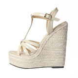 Zingj Shit Woven Twine Belt Women's Shoes Large Size Wedge Platform