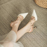 French Fine-Heeled High-Heeled High-Heeled Rivet Thorned Roman Sandals In The Summer Of