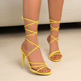 Thin-Heeled Winding With Sandals Summer New Women's Shoes Station Sexy High-Heeled