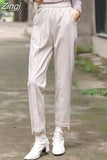 Winter Women's Ankle-Length Pants Wool Suit Thick Pants for Women High Waist Harem Pants Womens Loose Trousers