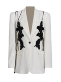 Personality Suit 2025 Autumn New Fashion Niche Splicing Bow Blazer