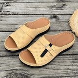 Slope Heel Sandals Women 2025 Summer New Belt Buckle Fashion Lightweight Burst Slippers