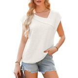 Women's Summer Slanted Fashion Leisure Short Sleeve Fashion Shirt