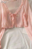 Coat Casual Lace-up Bow Cardigan Shirt Women Summer Sun Protection Clothes Female Clothing Tops Blouse Covers Blusas