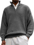 New Fashion Men's Sweater Casual Long Sleeve Half Zipper Collar Polo Shirt Top